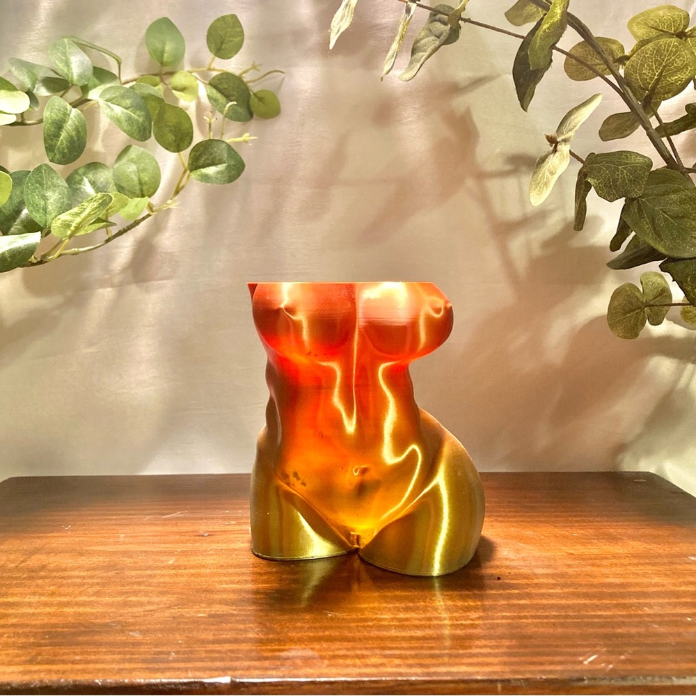 Orange & Bronze 3D Printed Goddess Planter